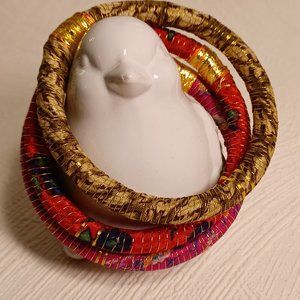 Bracelet Woven and braided bracelets (3) with gold string overlay